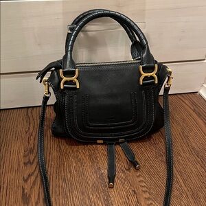 CHLOE Small Marcie Bag in Black Grained Leather